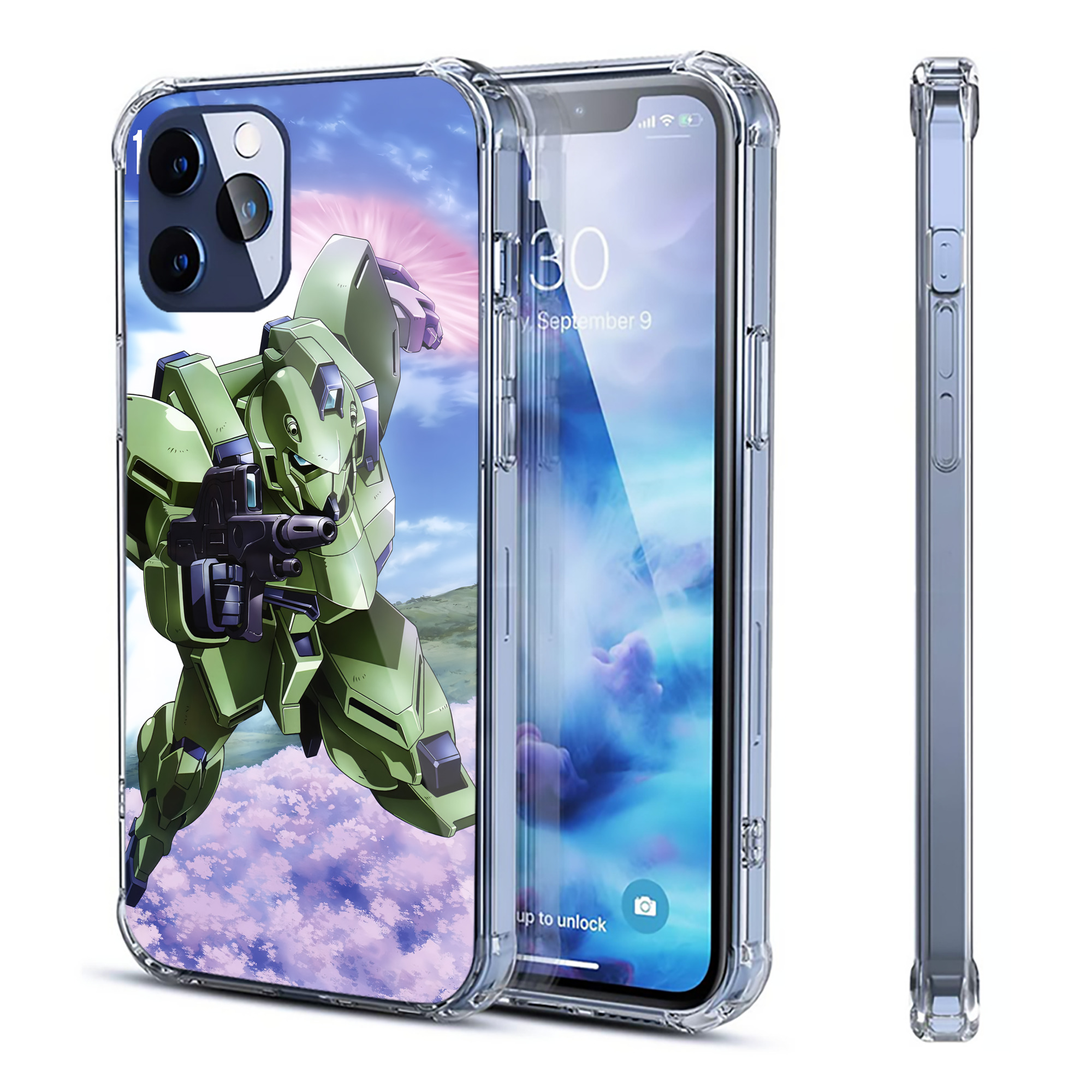 （画像用） 機動戦士ガンダム Mobile Suit Gundam 【iPhone 12シリーズ対応】透明スマホケース（クリアソフトケース）